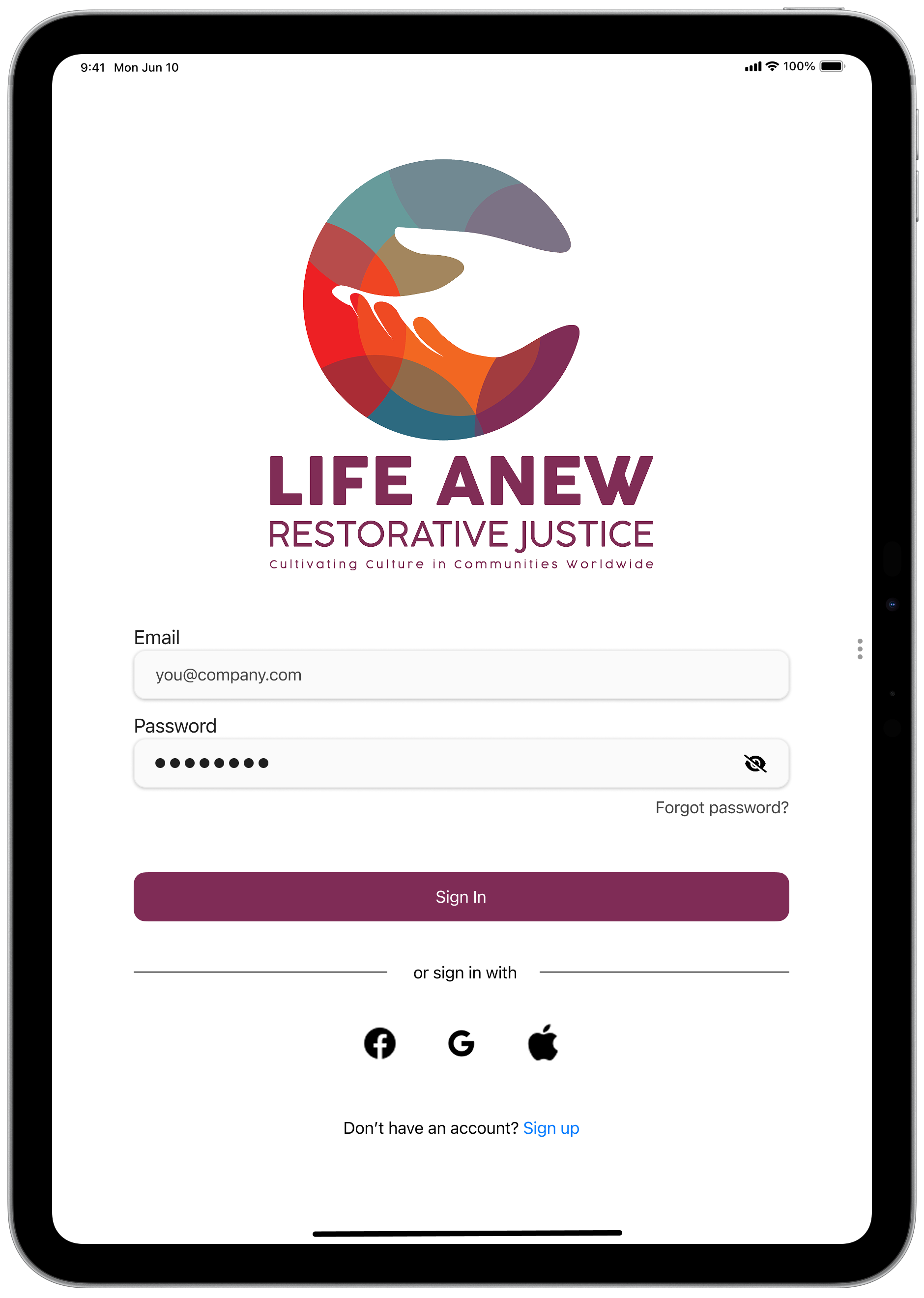 Life Anew Login iPad